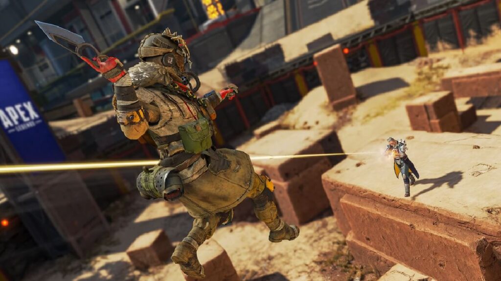 +33 Jogos para PC: Os melhores de 2023! 13 Imagem do jogo mostrando um personagem ameaçando em tacar uma faca no seu oponente que já está atirando nele.
