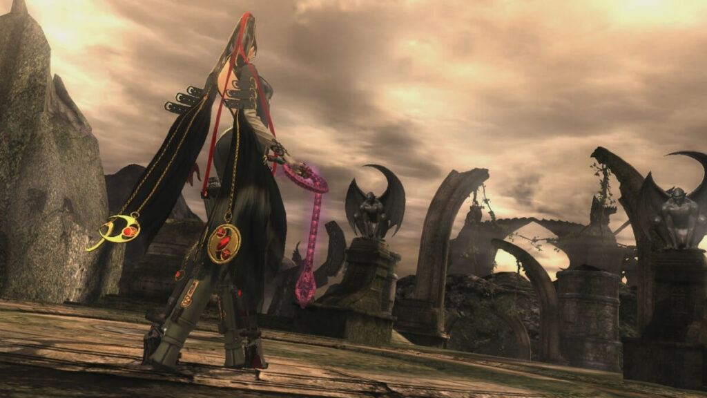 Imagem do jogo mostrando uma personagem feminina em um lugar sombrio.