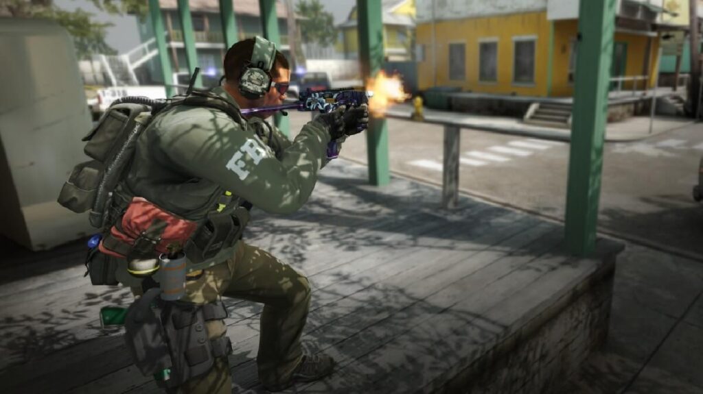 Imagem do jogo mostrando um jogador atirando em seu inimigo.