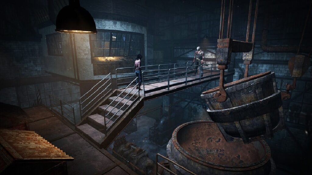 Imagem do jogo mostrando um tipo de laboratório sombrio.