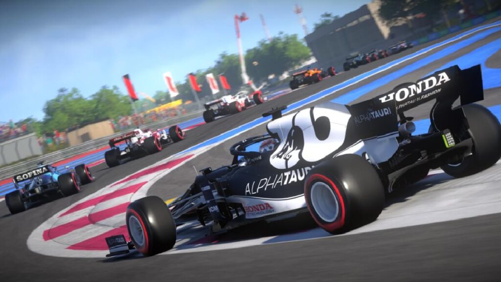 +33 Jogos para PC: Os melhores de 2023! 3 Imagem do jogo mostrando um carro da formula 1 em uma pista de corrida.