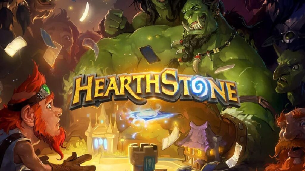 Banner do jogo mostrando vários personagens principais em frente a uma mesa. 