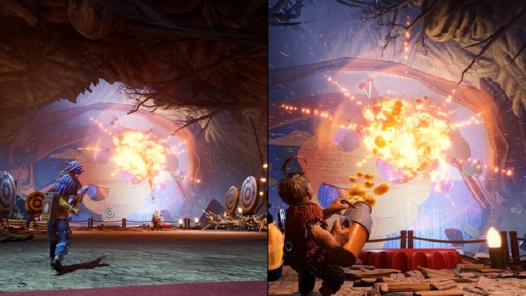 +33 Jogos para PC: Os melhores de 2023! 31 Imagem do jogo mostrando um personagem atirando em estruturas com um canhão.