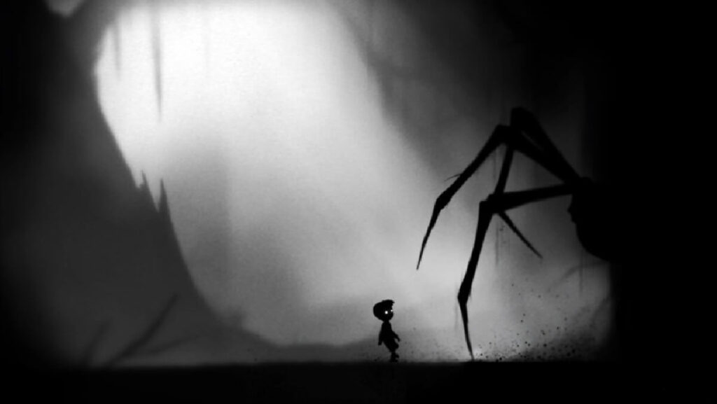 +20 Melhores jogos offline para Android: Lista atualizada (2023)! 7 Imagem do jogo mostrando um ambiente escuro com o personagem principal todo em preto.
