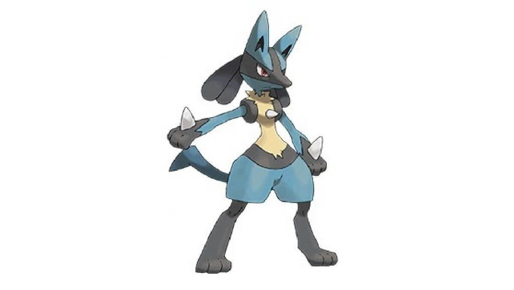 Pokémon do tipo lutador na cor cinza escuro e azul.