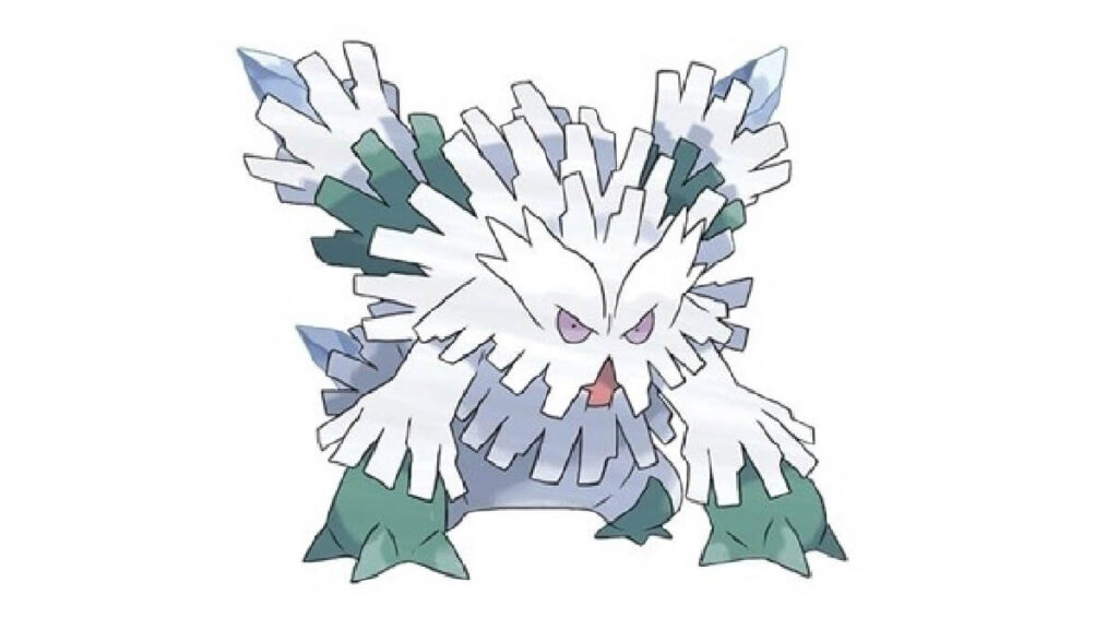 Pokémon do tipo gelo na cor branca e verde.