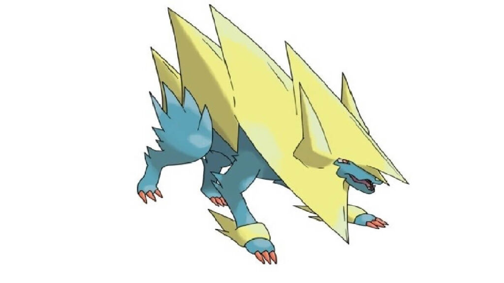 Pokémon do tipo elétrico na cor amarela e azul.