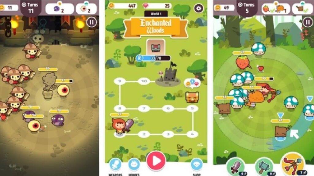 Imagem do jogo mostrando vários modos de jogo e fases.