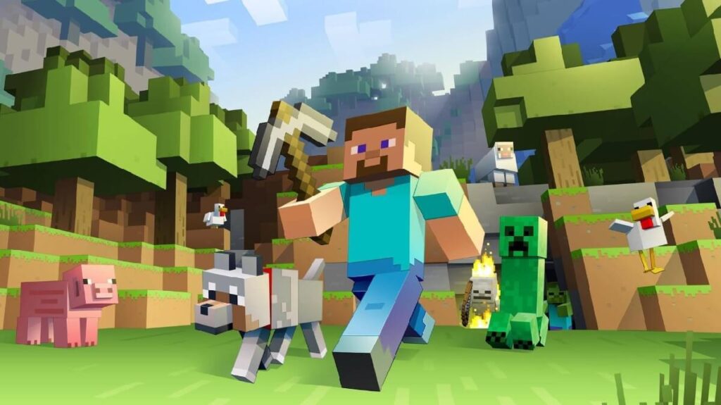 Imagem do principal personagem do jogo com vários mobs atrás dele.
