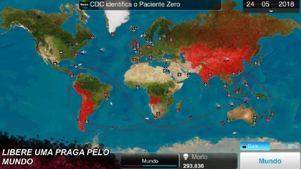 +20 Melhores jogos offline para Android: Lista atualizada (2023)! 9 Imagem capturada do jogo mostrando um sistema com o mapa do mundo aberto.