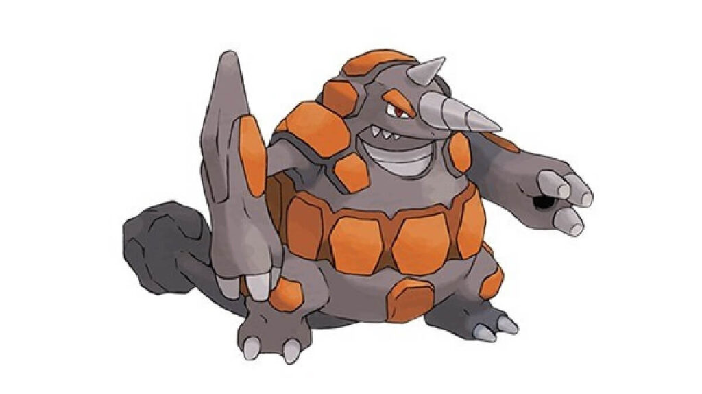 Pokémon do tipo terrestre na cor laranja e cinza.