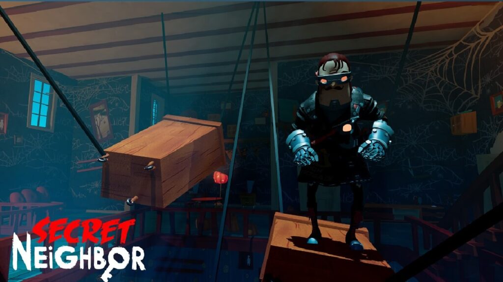 Banner do jogo mostrando um boneco sombrio em um lugar assustador.