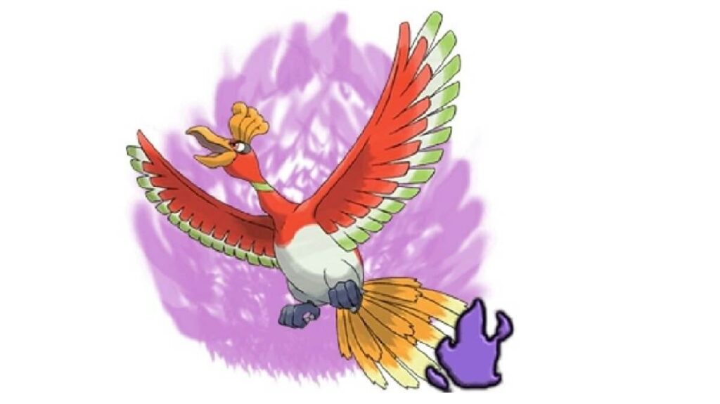 Pokémon do tipo voador na cor vermelha, branco e azul.