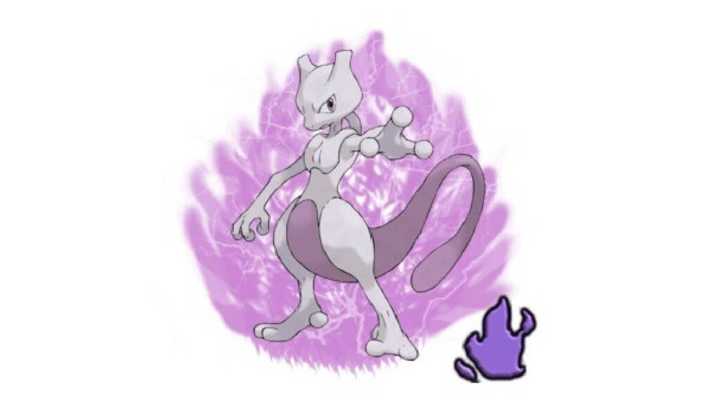 Pokémon tipo Psíquico em tons em roxo.