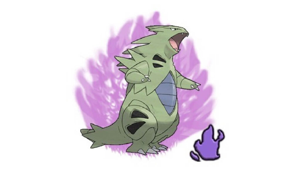 Pokémon do tipo pedra na cor verde.