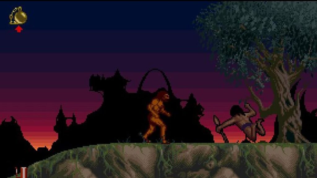 Imagem do jogo mostrando personagem do tempo das cavernas em um ambiente de natureza.
