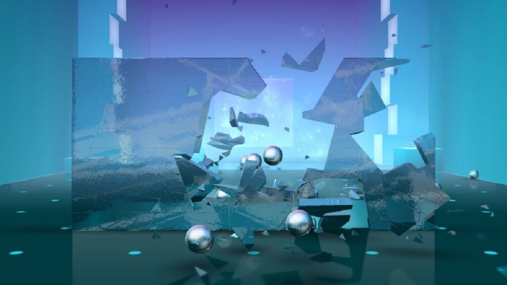 +20 Melhores jogos offline para Android: Lista atualizada (2023)! 12 Imagem do jogo mostrando uma área onde você terá que destruir obstáculos de vidro com uma bola de aço.