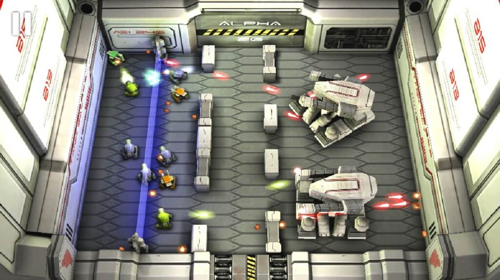 +20 Melhores jogos offline para Android: Lista atualizada (2023)! 13 Imagem capturada de dentro do jogo mostrando uma partida de tanque contra tanque.