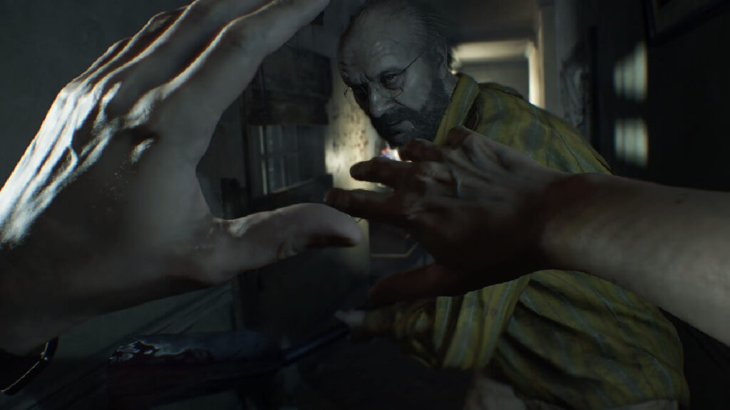 Imagem do jogo mostrando uma pessoa atacando com as mãos o jogador.