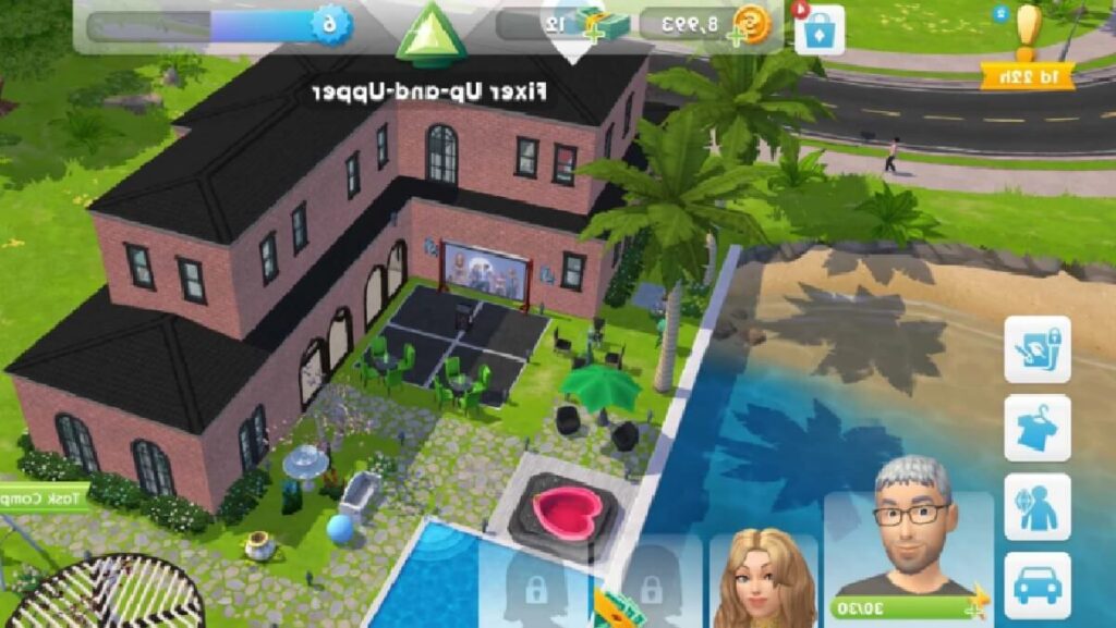 Os 8 melhores jogos realistas para PC em 2023! 6 Imagem do jogo mostrando uma casa na beira de um lado com uma piscina sobre o seu terreno.
