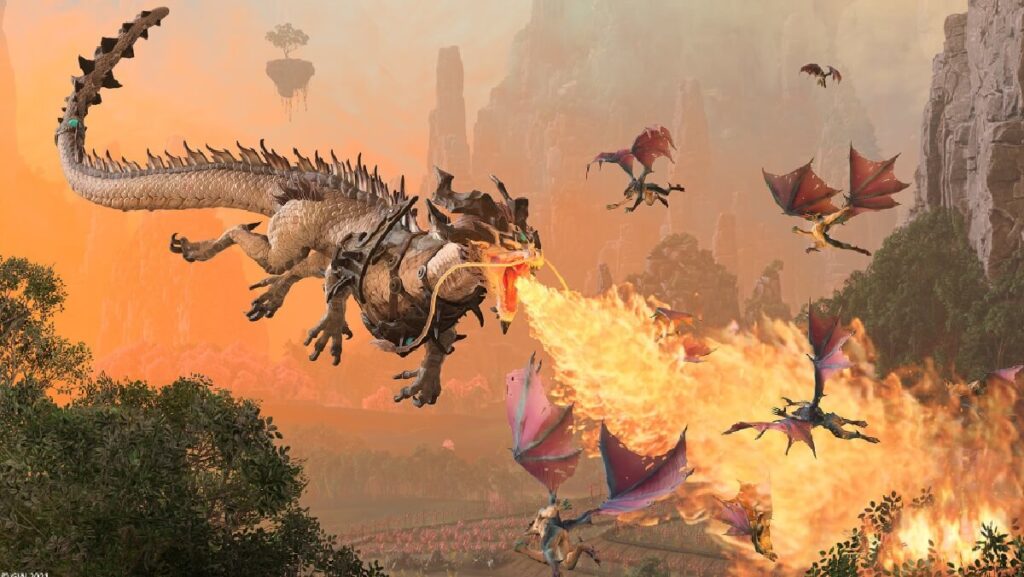 +33 Jogos para PC: Os melhores de 2023! 22 Imagem do jogo mostrando um dragão soltando fogo pela foca no alvo.