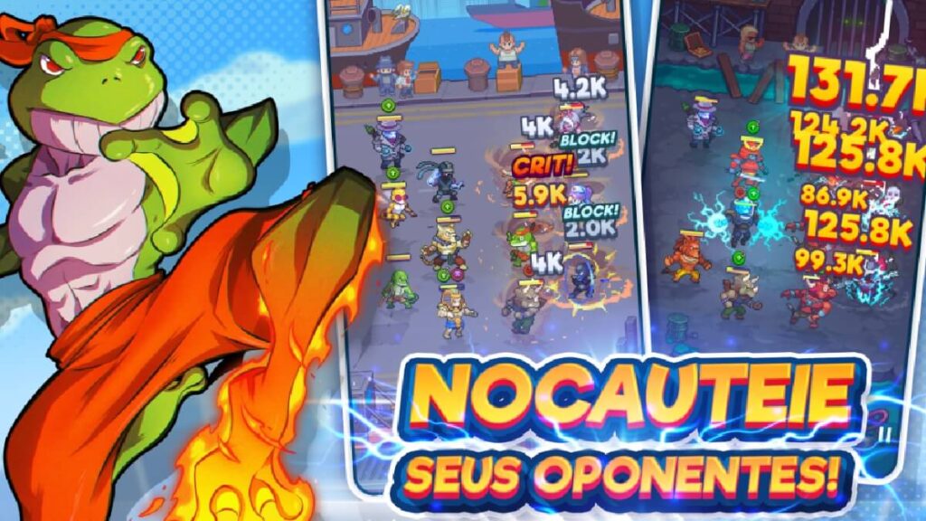 Banner do jogo mostrando um dos personagens principais do jogo, a tartaruga verde.