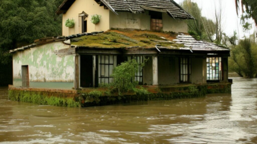 Sonhar com inundação de água de chuva.
