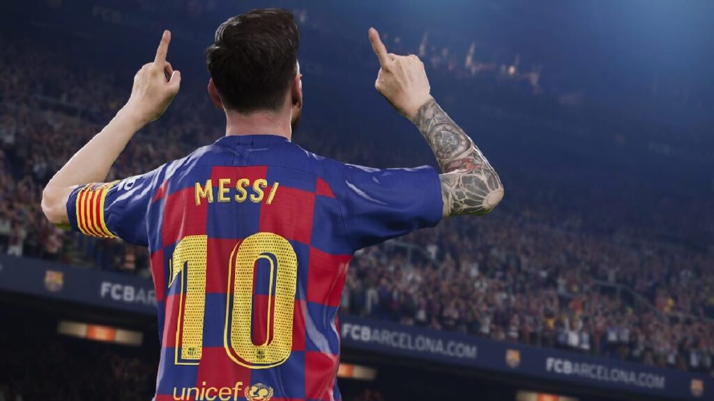 Como baixar PES 2020 no PC, em Android e consoles: Guia atualizado! 1 Imagem de um jogador famoso de futebol chamado de Messi com sua camiseta em azul e vermelho com o numero dourado 10.