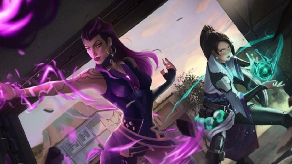 Imagem do jogo mostrando duas personagens femininas com poderes.