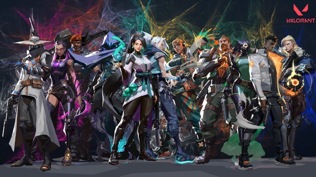 Banner do jogo mostrando vários personagens com habilidades e características únicas.