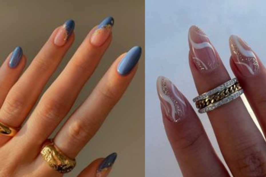 unhas almond decoradas