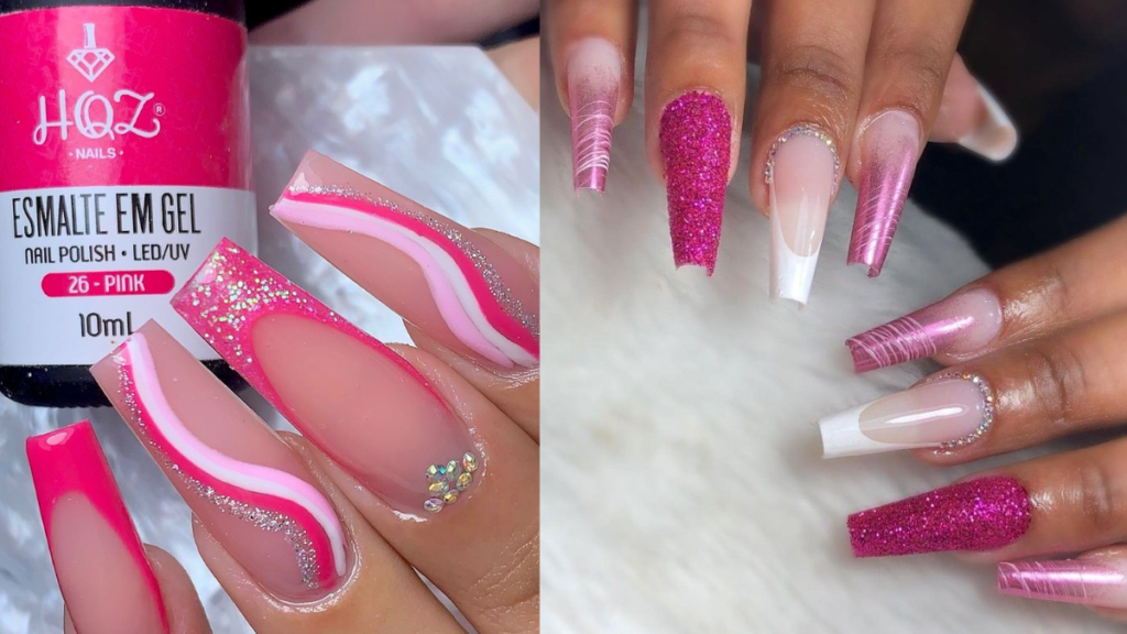 Decoração de unhas rosa