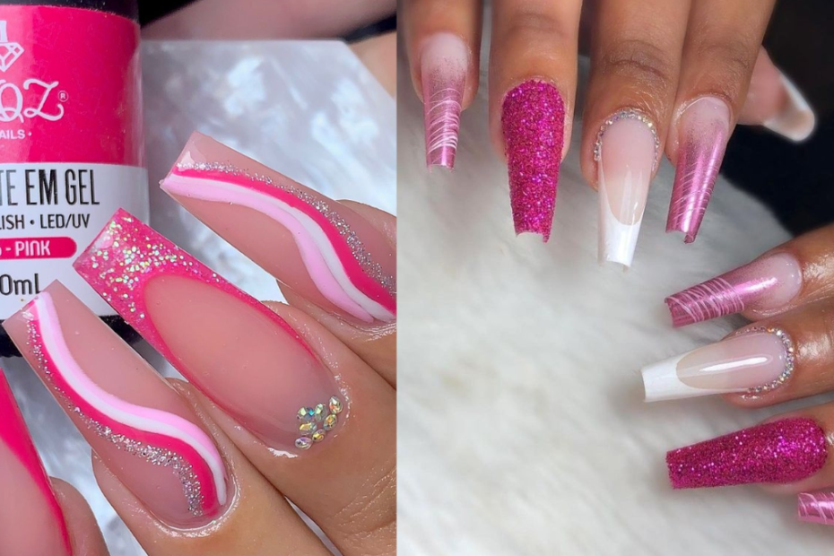 Decoração de unhas rosa