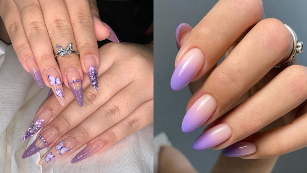 Unhas Lilás: Por que escolher, como fazer e as melhores combinações para arrasar! 3 Borboletas em Unhas Lilás
