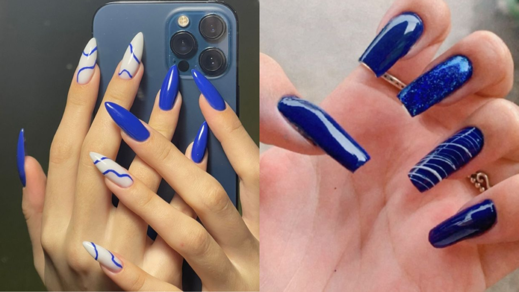 Unhas em Gel Azul escuro