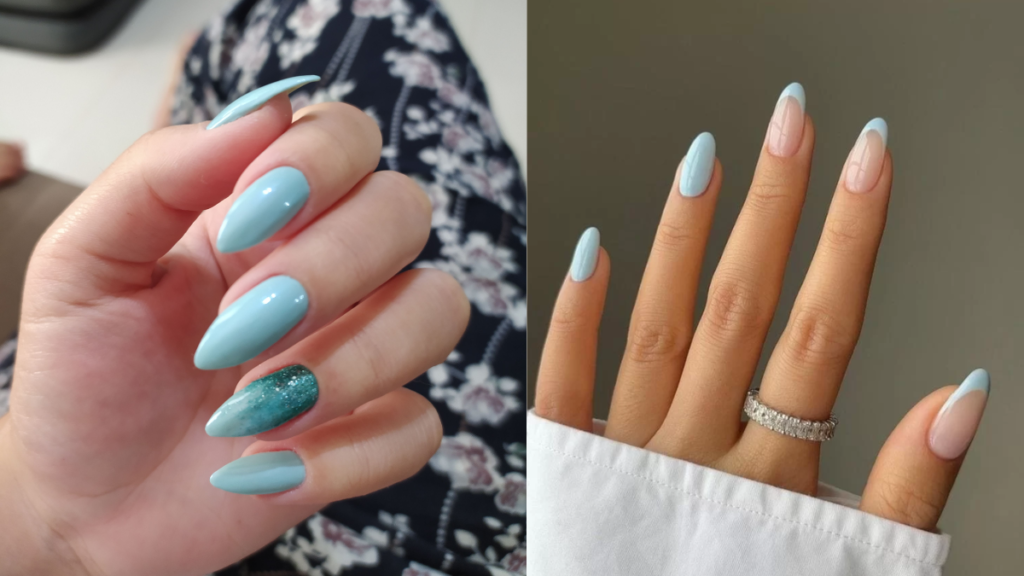 Unhas Azul Claro delicadas