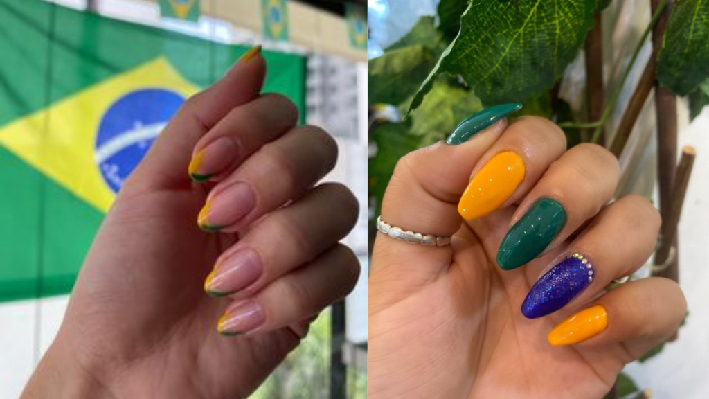 Unhas do Brasil: Conheça as melhores inspirações e dicas! 2 Unhas do Brasil várias cores da bandeira