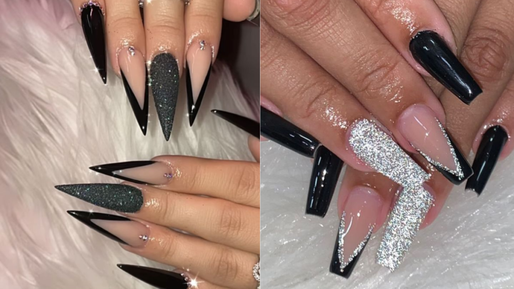 Unhas pretas com glitter: Confira incríveis inspirações com muito estilo! 3 Unhas pretas com glitter